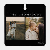 ミニマルエレガントスシンプル4フォトブラッククリスマス メタルオーナメント (裏面)