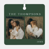 ミニマルエレガントスシンプル4フォトモスクリスマス メタルオーナメント (正面)