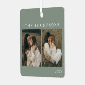 ミニマルエレガントスシンプル4写真セージクリスマス メタルオーナメント (正面左)