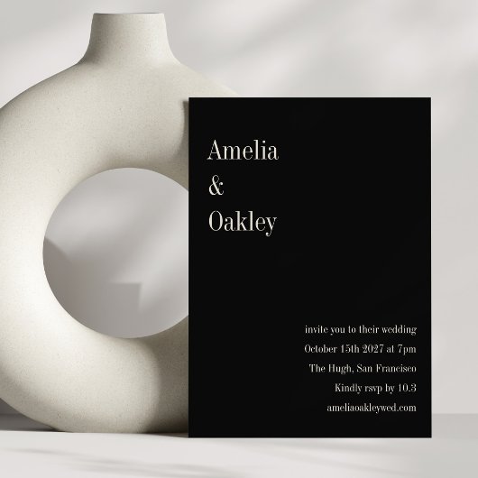 ミニマルエレガントススタイリッシュクモダンロ結婚ク 招待状