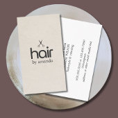 ミニマルエレガントステクスチャベージュはっきりしたシザーヘア 名刺