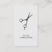 ミニマルエレガントステクスチャホワイトグレーのシザーヘア 名刺 (正面)