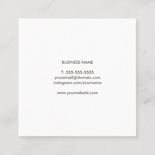 ミニマルエレガントステクスチャホワイトフローラ スクエア名刺 (裏面)