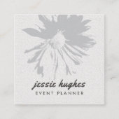 ミニマルエレガントステクスチャホワイトフローラ スクエア名刺 (正面)