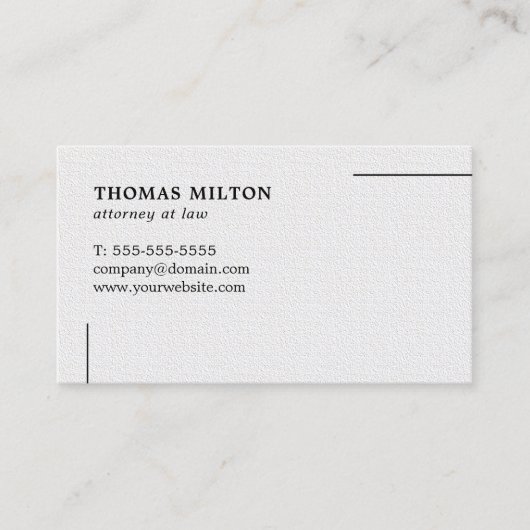 ミニマルエレガントステクスチャホワイト弁護士 名刺 (正面)