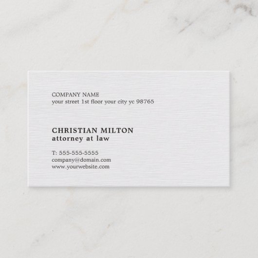 ミニマルエレガントステクスチャホワイト弁護士 名刺 (正面)