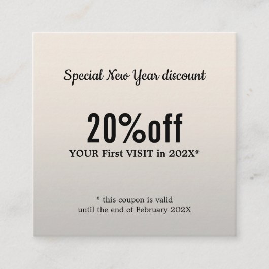 ミニマルエレガントスフェイクシルバーホワイト美しい 割引カード (正面)