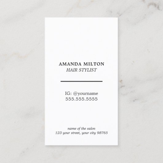 ミニマルエレガントスフェイクシルバーホワイト美容師 名刺 (裏面)