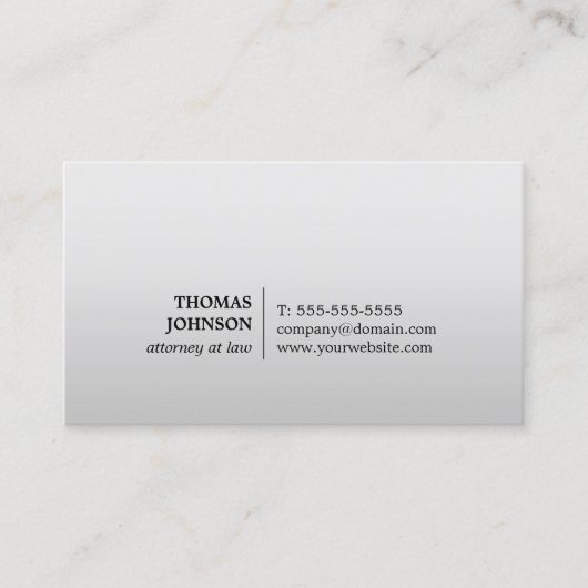 ミニマルエレガントスフェイクシルバー弁護士 名刺 (正面)