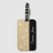 ミニマルエレガントスフェイク金ゴールドグリッターとブラック ラゲッジタグ (正面縦)
