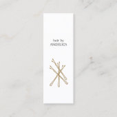 ミニマルエレガントスフェイク金ゴールドピンヘアスタイリスト スキニー名刺 (正面)