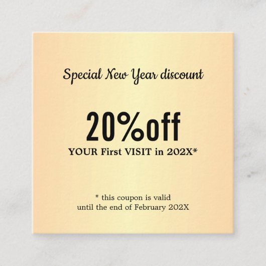 ミニマルエレガントスフェイク金ゴールド白美しい 割引カード (正面)