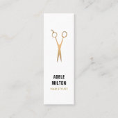 ミニマルエレガントスフェイク金ゴールド白美容師 スキニー名刺 (正面)