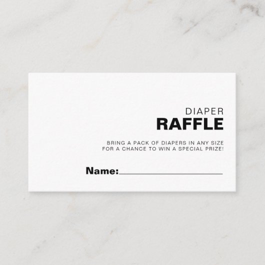 ミニマルエレガントスフォーマルおむつラッフルチケット エンクロージャーカード (正面)
