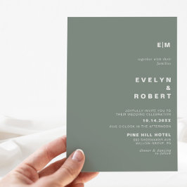 ミニマルエレガントスフォーマルイニシャルグ結婚リーン 招待状