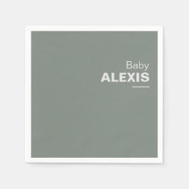 ミニマルエレガントスフォーマルグリーンベイビーシャワー スタンダードカクテルナプキン