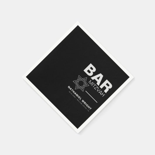 ミニマルエレガントスフォーマルブラックバー(ユダヤ教の)バル・ミツバー スタンダードカクテルナプキン (角)