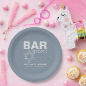 ミニマルエレガントスフォーマルブルーバー（ユダヤ教の）バル・ミツバー ペーパープレート (パーティー)