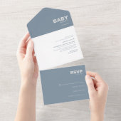 ミニマルエレガントスフォーマルブルーベビーシャワー オールインワン招待状 (貼ってはがせる)