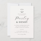 ミニマルエレガントスフォーマル結婚モノグラムの写真 招待状 (正面)