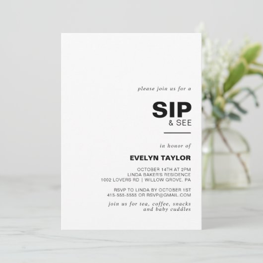 ミニマルエレガントスフォーマルSipとSee 招待状 (スタンド正面)