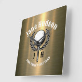 ミニマルエレガントスブラシ金ゴールドゴルフデザイン スクエア壁時計 (傾斜)