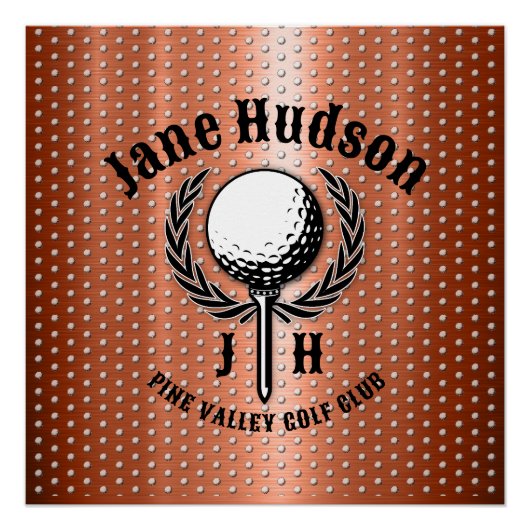 ミニマルエレガントスブラッシュコパーゴルフデザイン ポスター (正面)