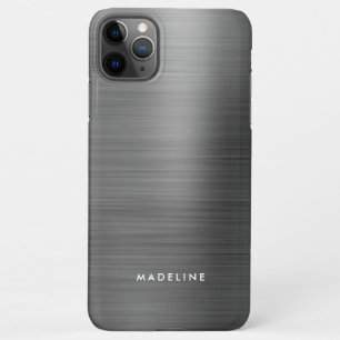 ミニマルエレガントスブラッシュメタルシルバーグレー iPhone 11Pro MAXケース