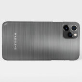 ミニマルエレガントスブラッシュメタルシルバーグレー iPhoneケース (裏面横)