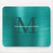 ミニマルエレガントスブラッシュメタルティール(緑がかった色) マウスパッド (正面)