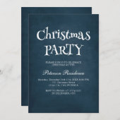 ミニマルエレガントスブルーのクリスマスパーティー 招待状 (正面/裏面)