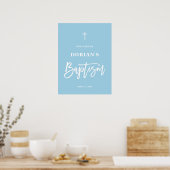 ミニマルエレガントスブルーボーイバプテスムウェルカム ポスター (キッチン)