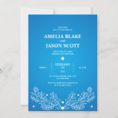 ミニマルエレガントスブルー結婚式招待状 招待状 (正面)