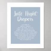 ミニマルエレガントスベビーシャワーブルーおむつラッフル ポスター (正面)