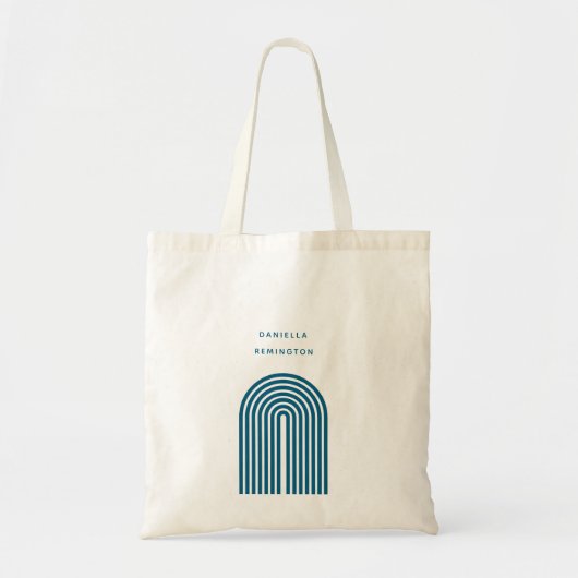 ミニマルエレガントスボホブルーアーチライン トートバッグ (正面)