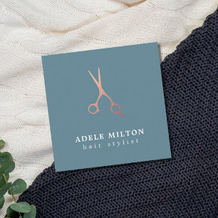 ミニマルエレガントスボース金ゴールドはさみ美容師 スクエア名刺