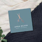 ミニマルエレガントスボース金ゴールドはさみ美容師 スクエア名刺