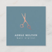 ミニマルエレガントスボース金ゴールドはさみ美容師 スクエア名刺 (正面)