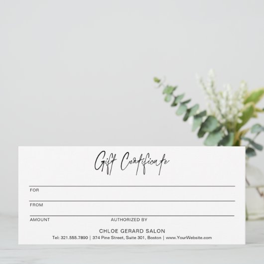 ミニマルエレガントスミニマルモダンギフト証明書 (スタンド正面)