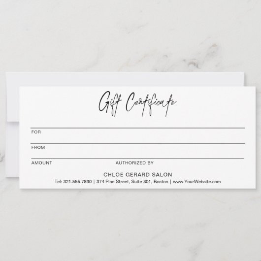 ミニマルエレガントスミニマルモダンギフト証明書 (正面)