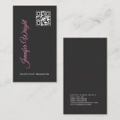 ミニマルエレガントスモダングレーのプレーンQRコード 名刺 (正面/裏面)