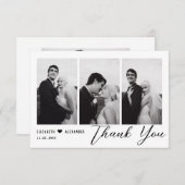 ミニマルエレガントスモダンスクリプ結婚トの4枚の写真 サンキューカード (正面/裏面)