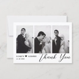 ミニマルエレガントスモダンスクリプ結婚トの4枚の写真 サンキューカード