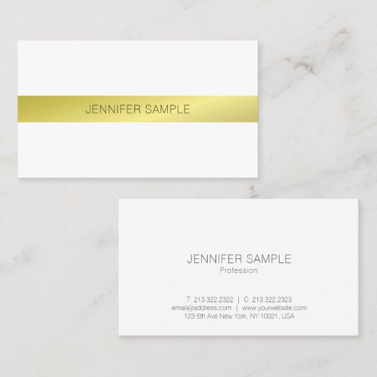 ミニマルエレガントスモダンデザイン金ゴールドプレインラックス 名刺 (正面/裏面)