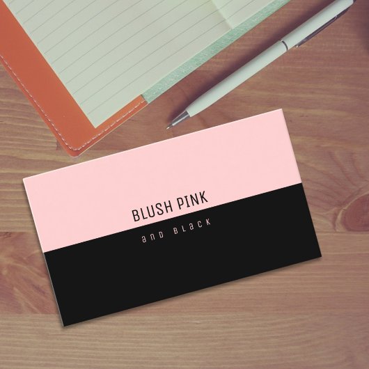 ミニマルエレガントスモダンブラック | 赤面ピンク 名刺