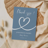 ミニマルエレガントスモダンブルー赤ちゃんシャワー サンキューカード