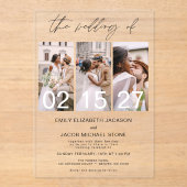 ミニマルエレガントスモダン写真結婚の3枚 アクリル招待状 (正面)
