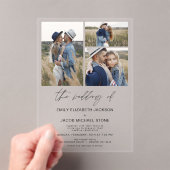 ミニマルエレガントスモダン写真結婚の3枚 アクリル招待状 (インサイチュ (ポータブル))