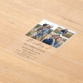 ミニマルエレガントスモダン写真結婚の3枚 アクリル招待状 (レイダウン)