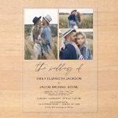 ミニマルエレガントスモダン写真結婚の3枚 アクリル招待状 (正面)